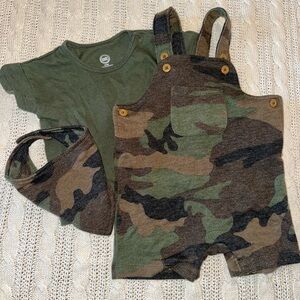 Wonder Nation Green and Brown Camouflage Bib Set